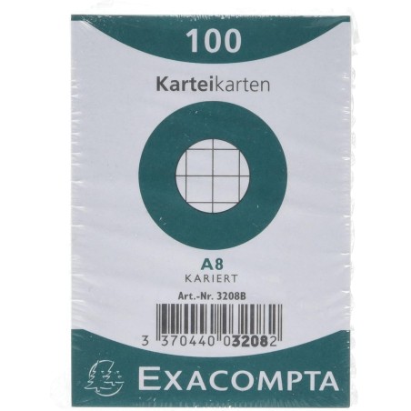 Exacompta - Réf. 3208B - Carton de 48 paquets de 100 fiches bristol quadrillées 5x5 non perforées - sous film - - format 55 x 74