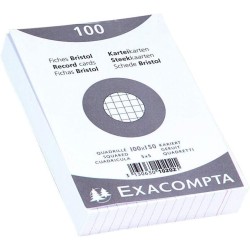 Exacompta - Réf. 10202E - Paquet de 100 fiches bristol quadrillées 5x5 non perforées - sous film - compatibles avec imprimante j