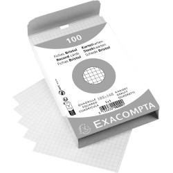 Exacompta - Réf. 10209E - Paquet de 100 fiches bristol quadrillées 5x5 non perforées - sous film - compatibles avec imprimante j