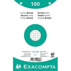 Exacompta - Réf. 10603E - Carton de 12 paquets de 100 fiches bristol quadrillées 5x5 perforées - sous film - compatibles avec im
