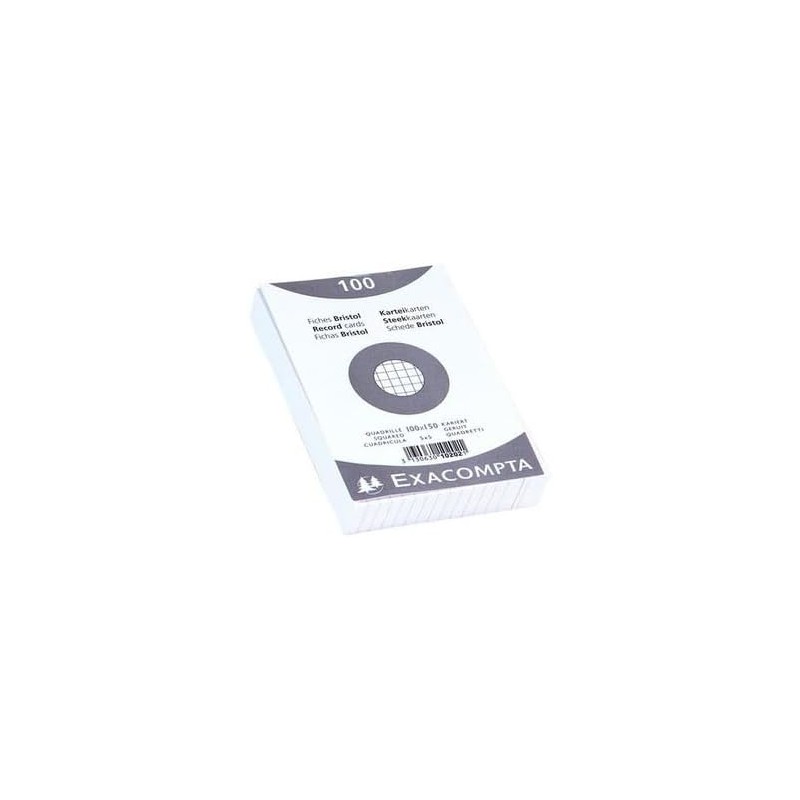Exacompta - Réf. 10202E - Carton de 20 paquets de 100 fiches bristol quadrillées 5x5 non perforées - sous film - compatibles ave