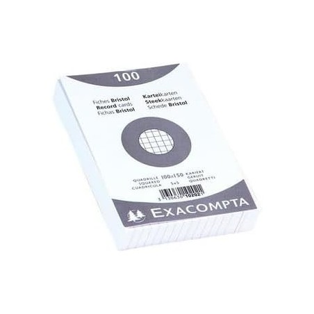 Exacompta - Réf. 10202E - Carton de 20 paquets de 100 fiches bristol quadrillées 5x5 non perforées - sous film - compatibles ave