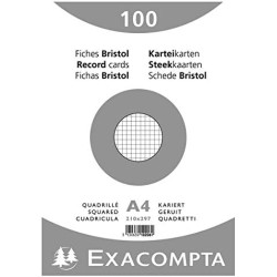 Exacompta - Réf. 10206E - Carton de 10 paquets de 100 fiches bristol quadrillées 5x5 non perforées - sous film - - format 210 x 