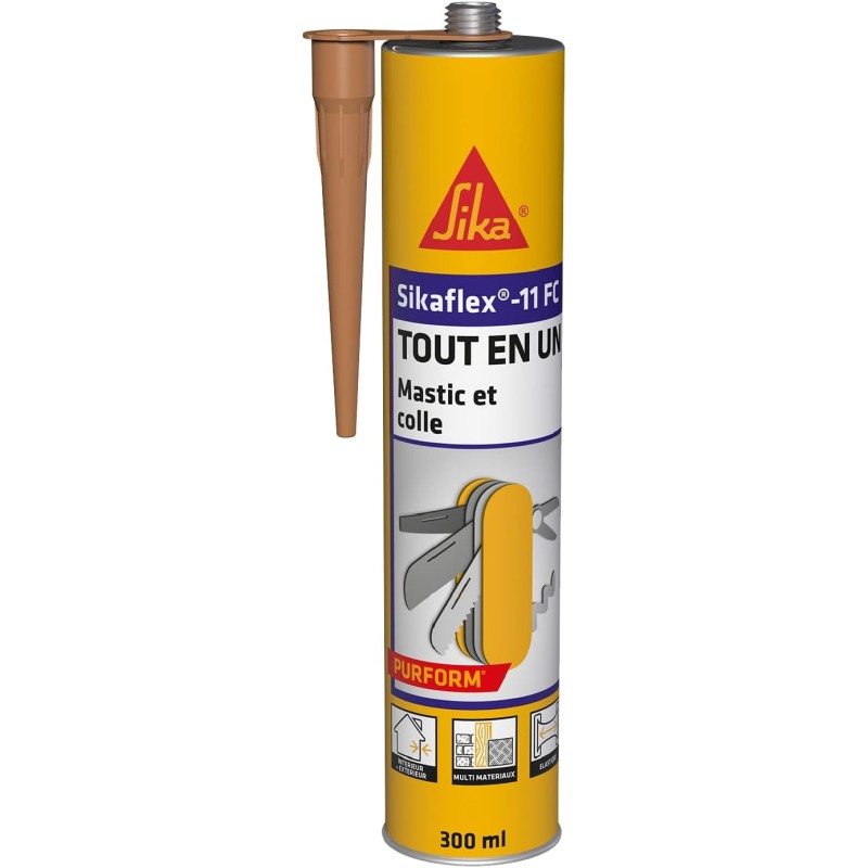 Sika - mastic joint et colle multi-usages - tout en un - multisupports - sikaflex 11 fc purform beige - intérieur et extérieur -