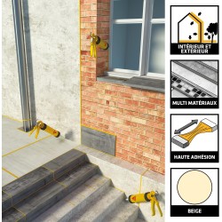 Sika - mastic joint et colle multi-usages - tout en un - multisupports - sikaflex 11 fc purform beige - intérieur et extérieur -