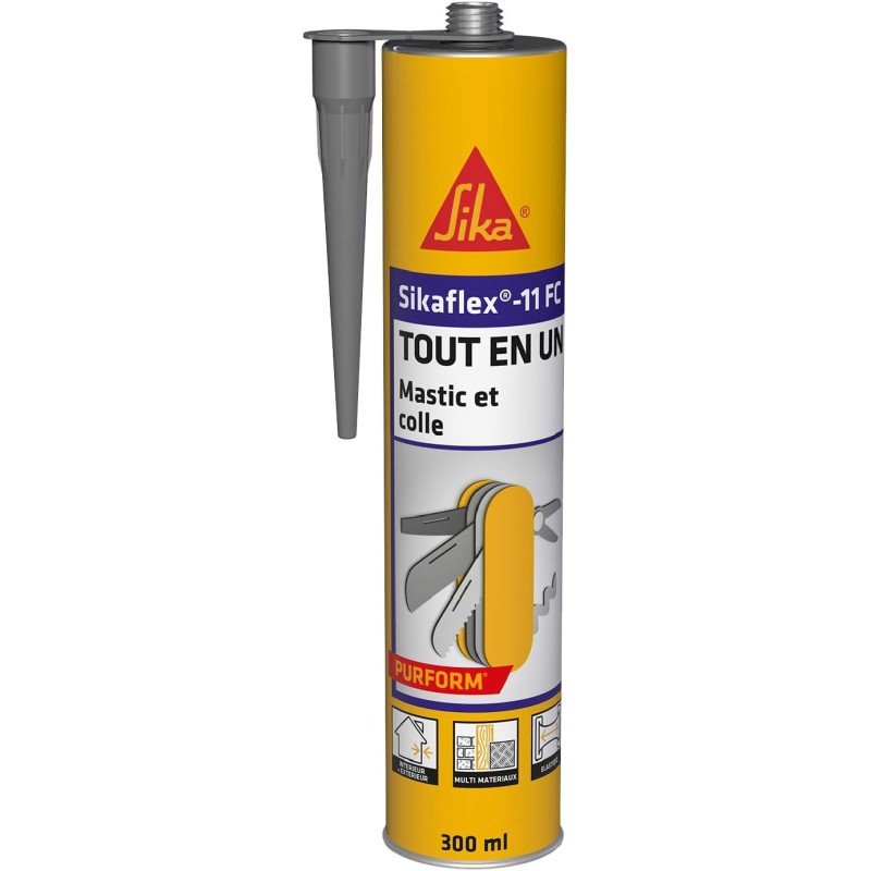 SIKA - Mastic joint et colle multi-usages - Tout en un - Multisupports - Sikaflex 11 FC Purform Gris Béton - Intérieur et extéri