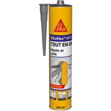 SIKA - Mastic joint et colle multi-usages - Tout en un - Multisupports - Sikaflex 11 FC Purform Gris Béton - Intérieur et extéri