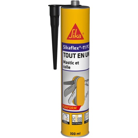 SIKA - Mastic joint et colle multi-usages - Tout en un - Multisupports - Sikaflex 11 FC Purform Noir - Intérieur et extérieur - 