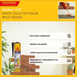 SIKA - Mastic joint et colle multi-usages - Tout en un - Multisupports - Sikaflex 11 FC Purform Noir - Intérieur et extérieur - 