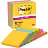 Post-it Notes Autocollantes Super Sticky, Couleurs Carnival, Pack de 6 Blocs, 90 Feuilles par Bloc, 76 mm x 76 mm - Feuillets Su