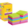 Post-it Notes Autocollantes Super Sticky, Couleurs Assorties, Pack de 12 Blocs, 90 Feuilles par Bloc, 76 mm x 76 mm - Feuillets 