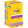Post-it Notes Autocollantes Super Sticky, Couleurs Assorties, Pack de 12 Blocs, 90 Feuilles par Bloc, 76 mm x 76 mm - Feuillets 
