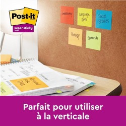 Post-it Notes Autocollantes Super Sticky, Couleurs Assorties, Pack de 12 Blocs, 90 Feuilles par Bloc, 76 mm x 76 mm - Feuillets 