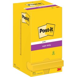 Post-it Notes Autocollantes Super Sticky, UltraJaune, Pack de 12 Blocs, 90 Feuilles par Bloc, 76 mm x 76 mm - Feuillets Super Ad