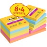 Post-it Notes Autocollantes Super Sticky, Couleurs Carnival, 8 Blocs + 4 GRATUITS, 90 Feuilles par Bloc, 76 mm x 76 mm - Feuille