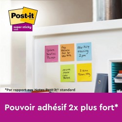 Post-it Notes Autocollantes Super Sticky, Couleurs Carnival, 8 Blocs + 4 GRATUITS, 90 Feuilles par Bloc, 76 mm x 76 mm - Feuille