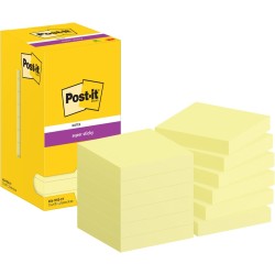 Post-it Notes Autocollantes Super Sticky, Pack de 12 Blocs, 90 Feuilles par Bloc, 76 mm x 76 mm, Jaune Pastel - Feuillets Super 