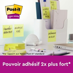 Post-it Notes Autocollantes Super Sticky, Pack de 12 Blocs, 90 Feuilles par Bloc, 76 mm x 76 mm, Jaune Pastel - Feuillets Super 