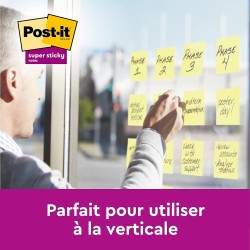 Post-it Notes Autocollantes Super Sticky, Pack de 12 Blocs, 90 Feuilles par Bloc, 76 mm x 76 mm, Jaune Pastel - Feuillets Super 