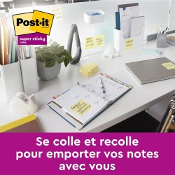 Post-it Notes Autocollantes Super Sticky, Pack de 12 Blocs, 90 Feuilles par Bloc, 76 mm x 76 mm, Jaune Pastel - Feuillets Super 