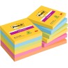 Post-it Notes Autocollantes Super Sticky, Couleurs Carnival, Pack de 12 Blocs, 90 Feuilles par Bloc, 76 mm x 76 mm - Feuillets S