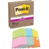 Post-it notes autocollantes super sticky, 16 blocs, 90 feuilles par bloc, 76 mm x 76 mm, vert, rose, orange, jaune, bleu - feuil