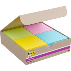 Post-it notes autocollantes super sticky, 16 blocs, 90 feuilles par bloc, 76 mm x 76 mm, vert, rose, orange, jaune, bleu - feuil