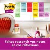 Post-it Notes Autocollantes Super Sticky, Couleurs Boost, Pack de 5 Blocs, 90 Feuilles par Bloc, 76 mm x 76 mm - Feuillets Super