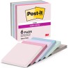 Post-it Notes Autocollantes Super Sticky, Couleurs Soulful, Pack de 6 Blocs, 90 Feuilles par Bloc, 76 mm x 76 mm - Feuillets Sup