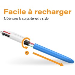 BIC - Stylo de recharge 4 couleurs, 1,0 mm, blister de 2 pièces, rouge