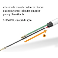 BIC - Stylo de recharge 4 couleurs, 1,0 mm, blister de 2 pièces, rouge