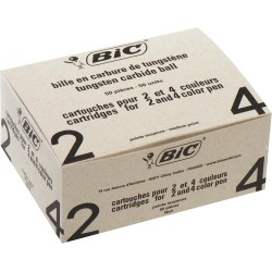 BIC 4 Couleurs - Recharges pour Stylo-Bille - Pointe Moyenne (1,0 mm) – Encre Noire, Lot Economique de 50