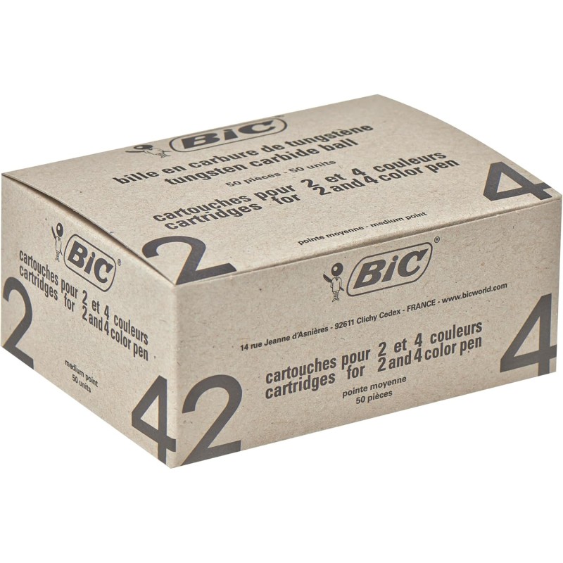BIC 4 Couleurs - Recharges pour Stylo-Bille - Pointe Moyenne (1,0 mm) – Encre Verte, Lot Economique de 50