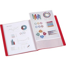 Viquel - Protège documents 100 Vues (50 pochettes) - Reliure Format A4 ESSENTIEL - Fabriqué en France - Rouge