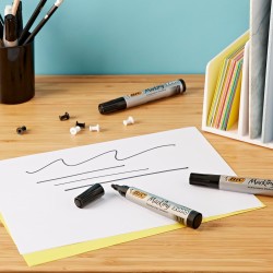 BIC Marking 2000 ECOlutions Marqueurs Permanents à Pointe Conique Moyenne - Pour Carton, Plastique, Bois, Métal - Noir, Boîte de