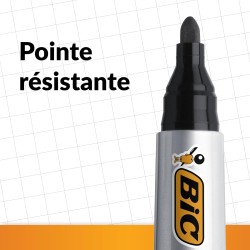 BIC Marking 2000 ECOlutions Marqueurs Permanents à Pointe Conique Moyenne - Pour Carton, Plastique, Bois, Métal - Noir, Boîte de