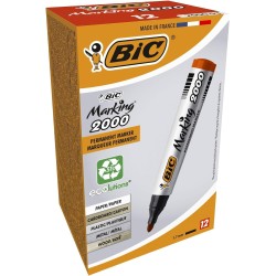 BIC Marking 2000 ECOlutions Marqueurs Permanents à Pointe Conique Moyenne - Rouge, Boîte de 12
