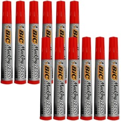 BIC Marking 2000 ECOlutions Marqueurs Permanents à Pointe Conique Moyenne - Rouge, Boîte de 12