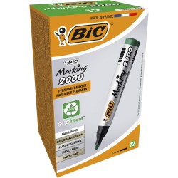BIC Marking 2000 ECOlutions Marqueurs Permanents à Pointe Conique Moyenne - Vert, Boîte de 12