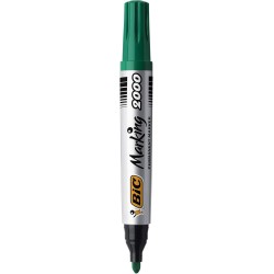 BIC Marking 2000 ECOlutions Marqueurs Permanents à Pointe Conique Moyenne - Vert, Boîte de 12