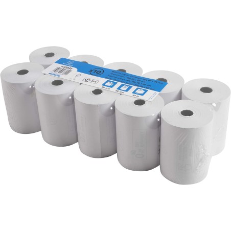 Exacompta - Réf. 43804E - Lot de 10 bobines pour balance - largeur 80 mm x diamètre 56 mm - mandrin 12 mm - 1 pli thermique 48g/