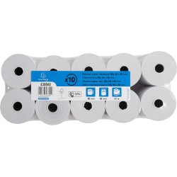 Exacompta - Réf. 43804E - Lot de 10 bobines pour balance - largeur 80 mm x diamètre 56 mm - mandrin 12 mm - 1 pli thermique 48g/