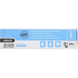 Exacompta - Réf. 40642E - Carton de 120 bobines pour tickets de carte bancaire - largeur 57 mm x diamètre 30 mm - mandrin 12 mm 