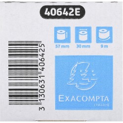 Exacompta - Réf. 40642E - Carton de 120 bobines pour tickets de carte bancaire - largeur 57 mm x diamètre 30 mm - mandrin 12 mm 