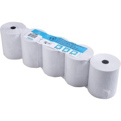 Exacompta - Réf. 43706E - Lot de 5 bobines pour tickets de caisse - largeur 80 mm x diamètre 70 mm - mandrin 12 mm - 1 pli therm