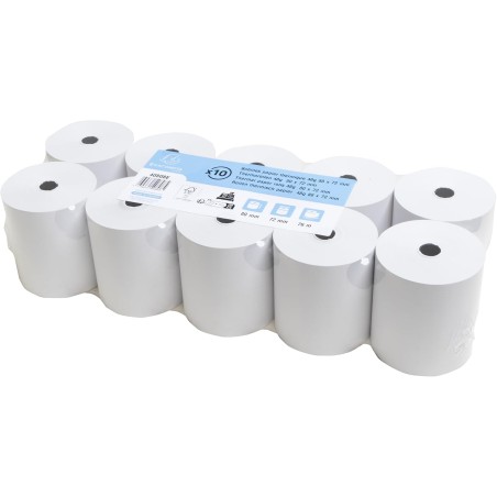 EXACOMPTA Lot de 10 Bobines caisse papier thermique 55g m/2 80 x 80 x 12 mm 78m