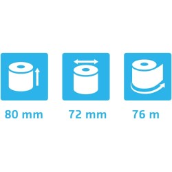 EXACOMPTA Lot de 10 Bobines caisse papier thermique 55g m/2 80 x 80 x 12 mm 78m