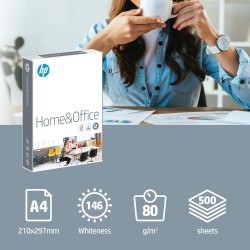 HP Home and Office - Papier Multifonction Blanc 80 g/m² A4 - Carton de 5 x 500 Feuilles (Lot de 5)