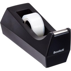 Dévidoir de ruban adhésif C38 Scotch noir + ruban Scotch Crystal, 1rouleau, 19mm x 10m