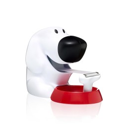 Scotch, Dévidoir Scotch, Petit Dévidoir de Ruban Adhésif en Forme de Chien, Taille 19 mm x 33 mm, Blanc avec Base Rouge, Support